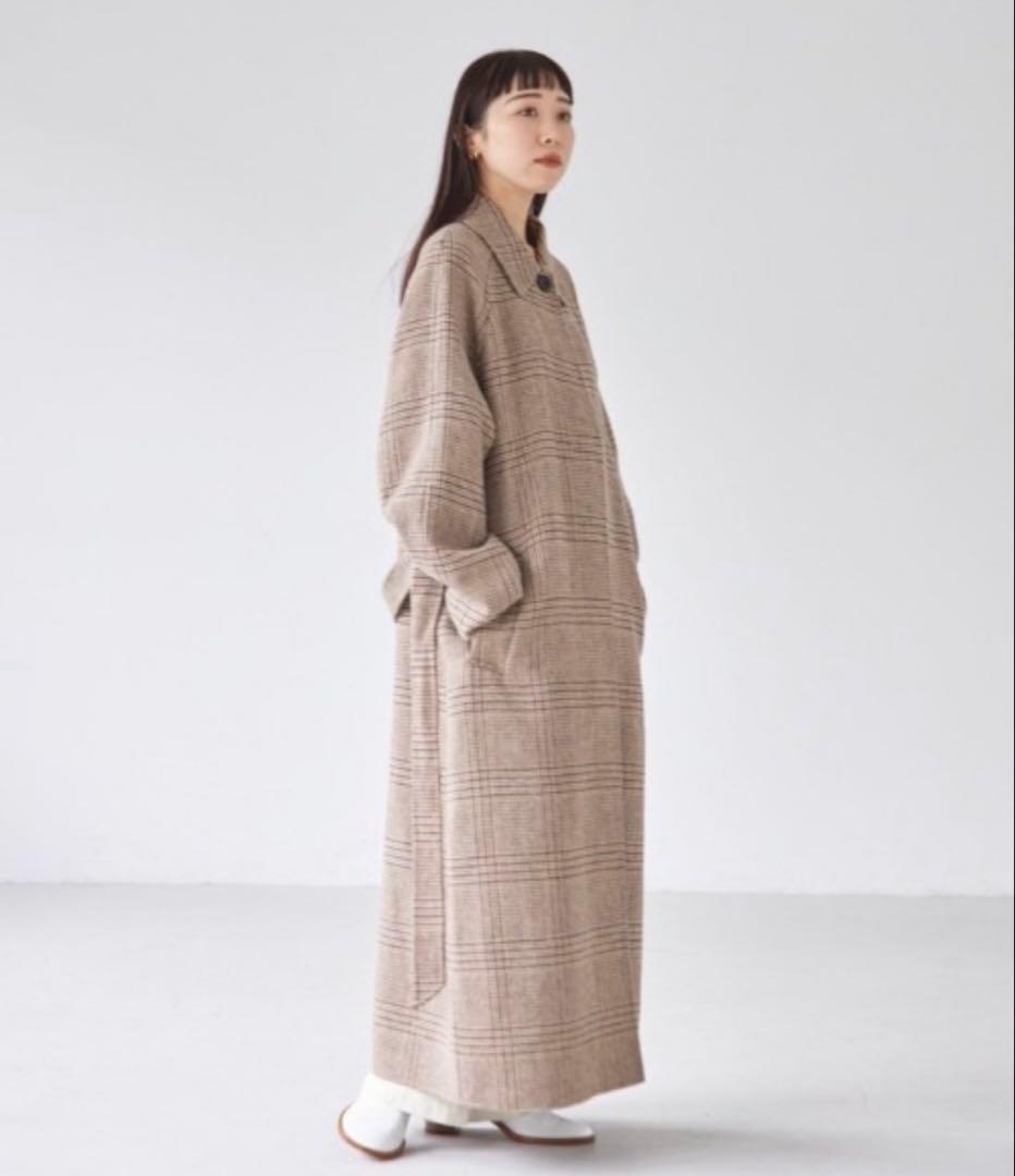 トゥデイフル ステンカラーチェックコート