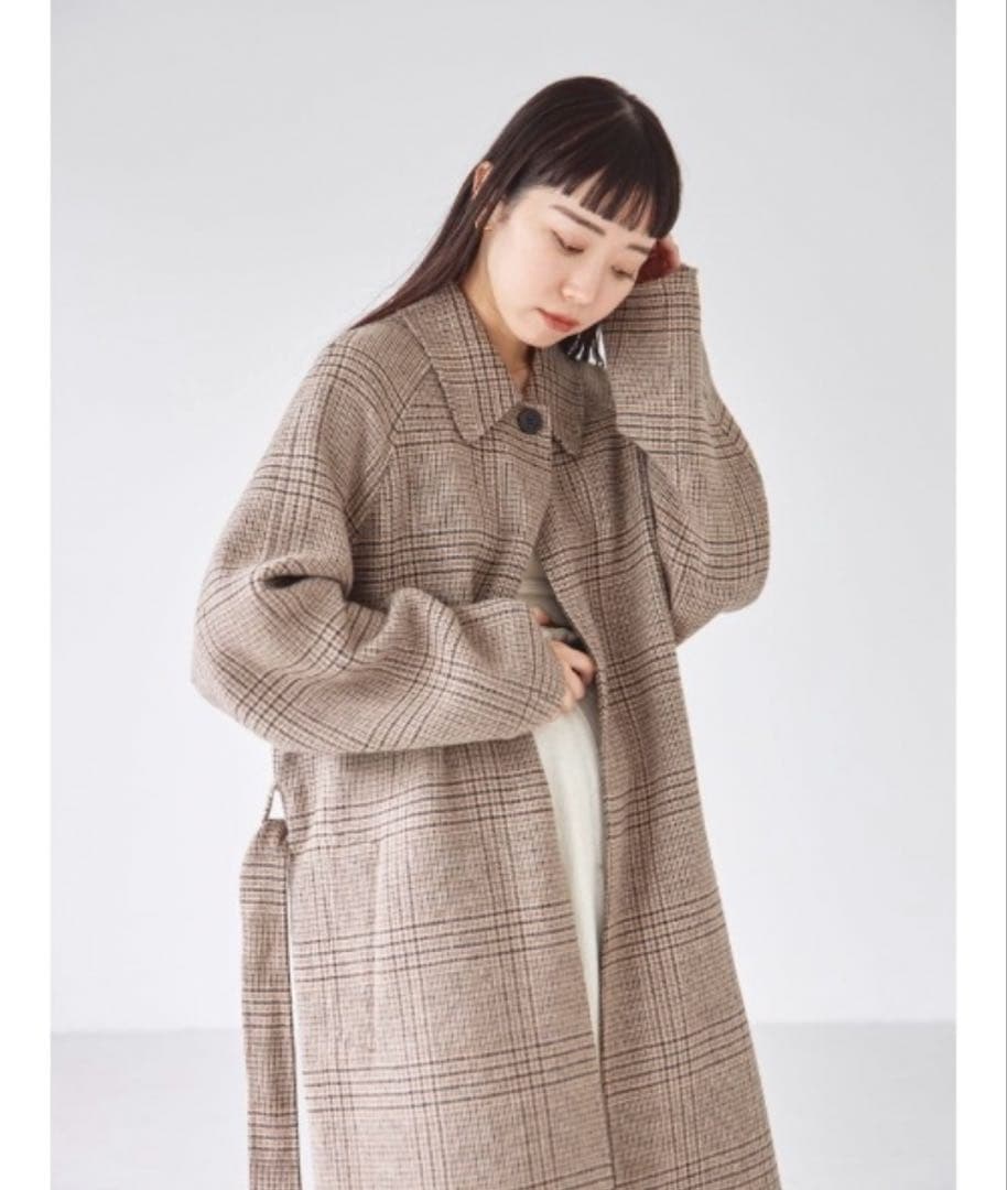 トゥデイフル ステンカラーチェックコート