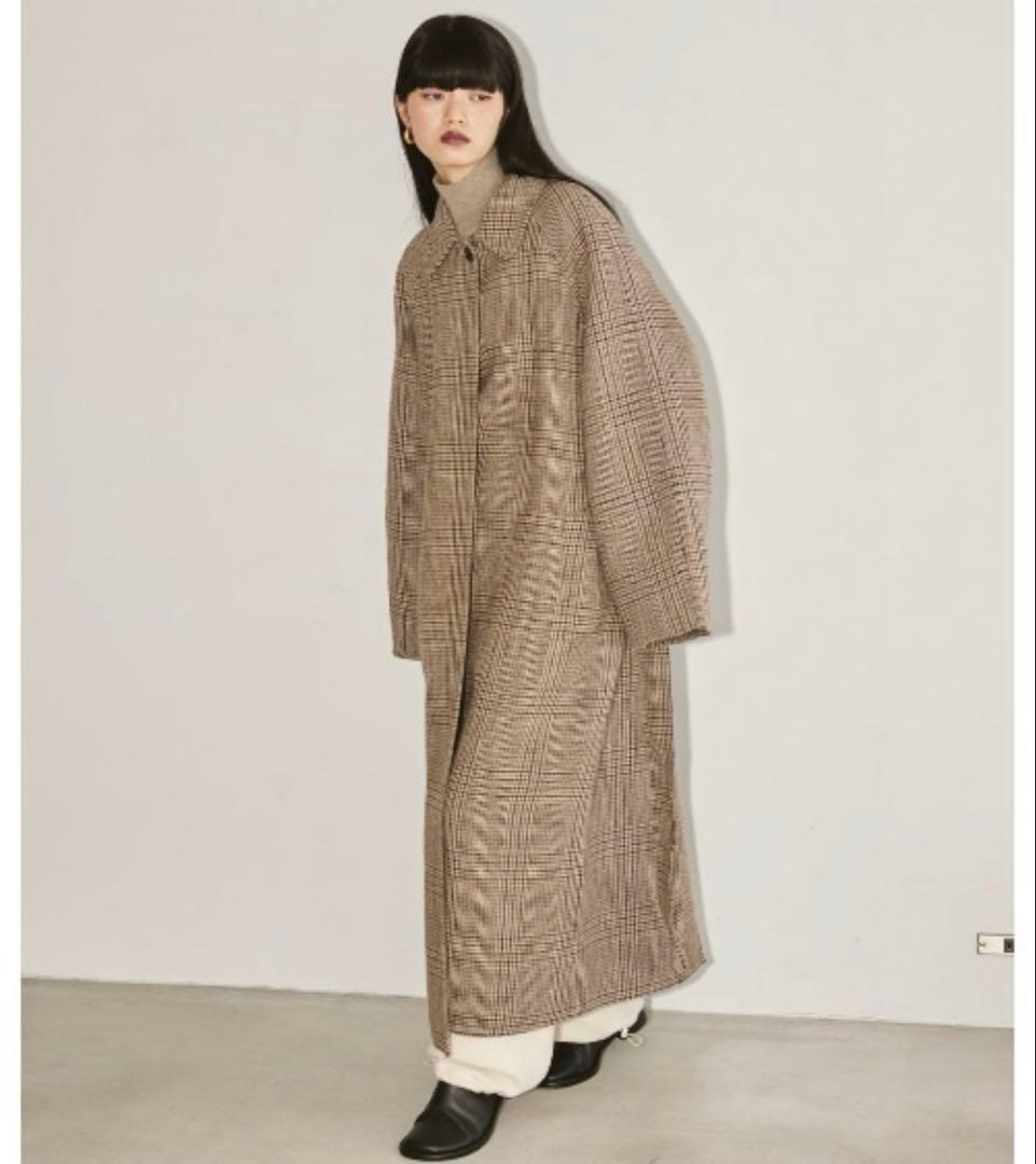 トゥデイフル ステンカラーチェックコート