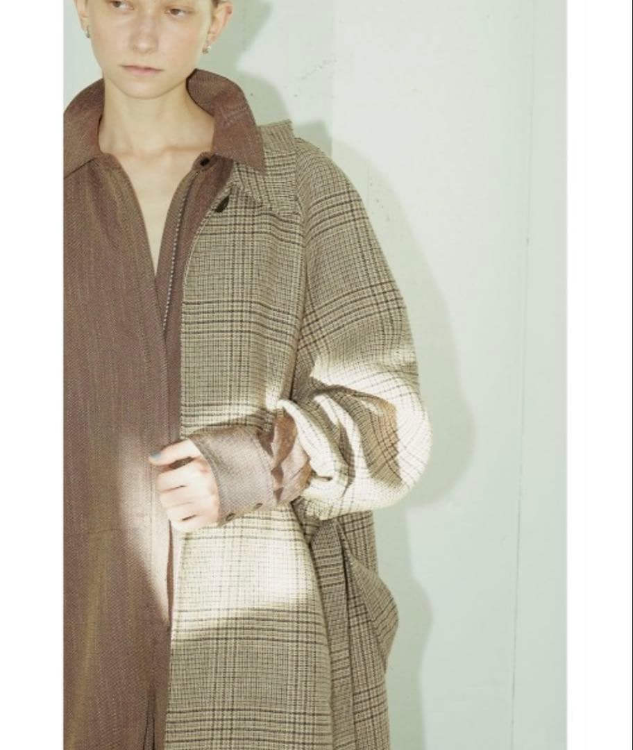 トゥデイフル ステンカラーチェックコート