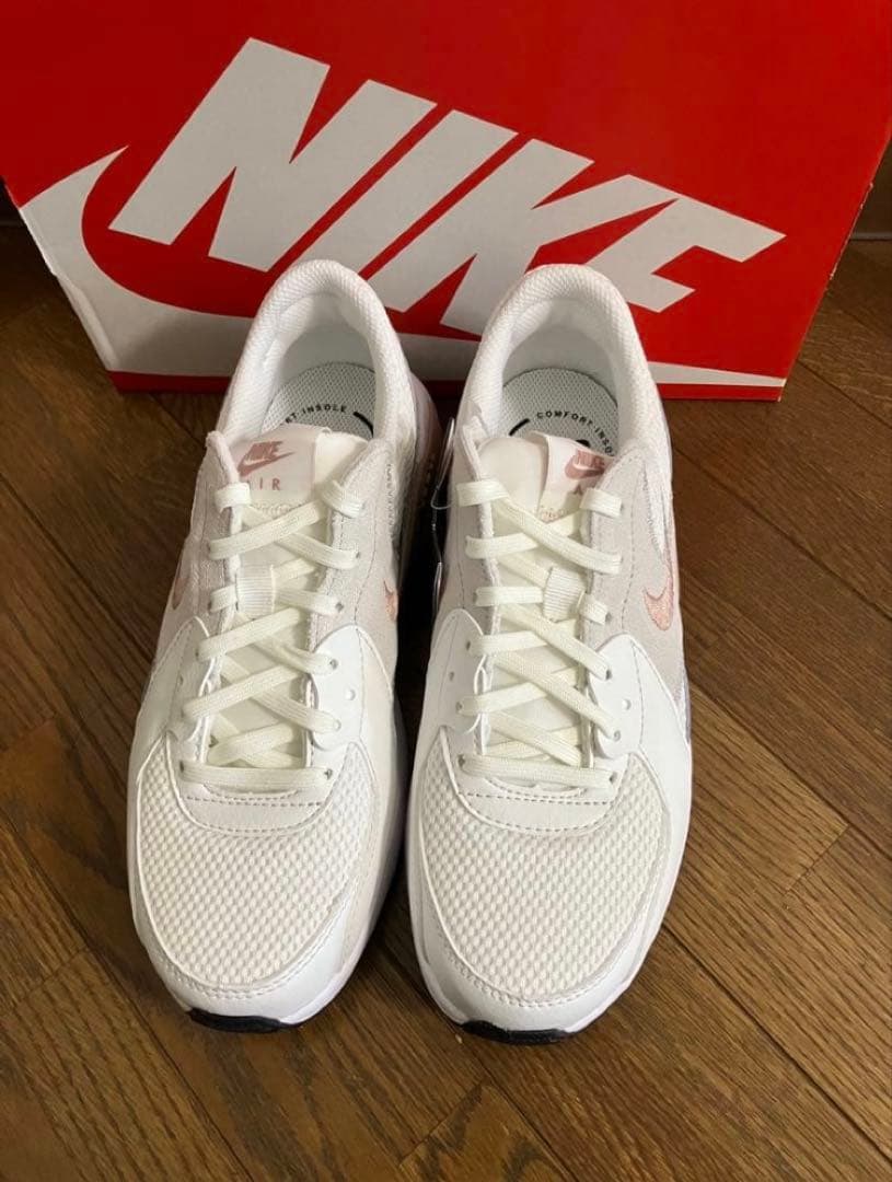 23.5cm ナイキ エアマックス エクシー オフホワイト&モカピンクカラー