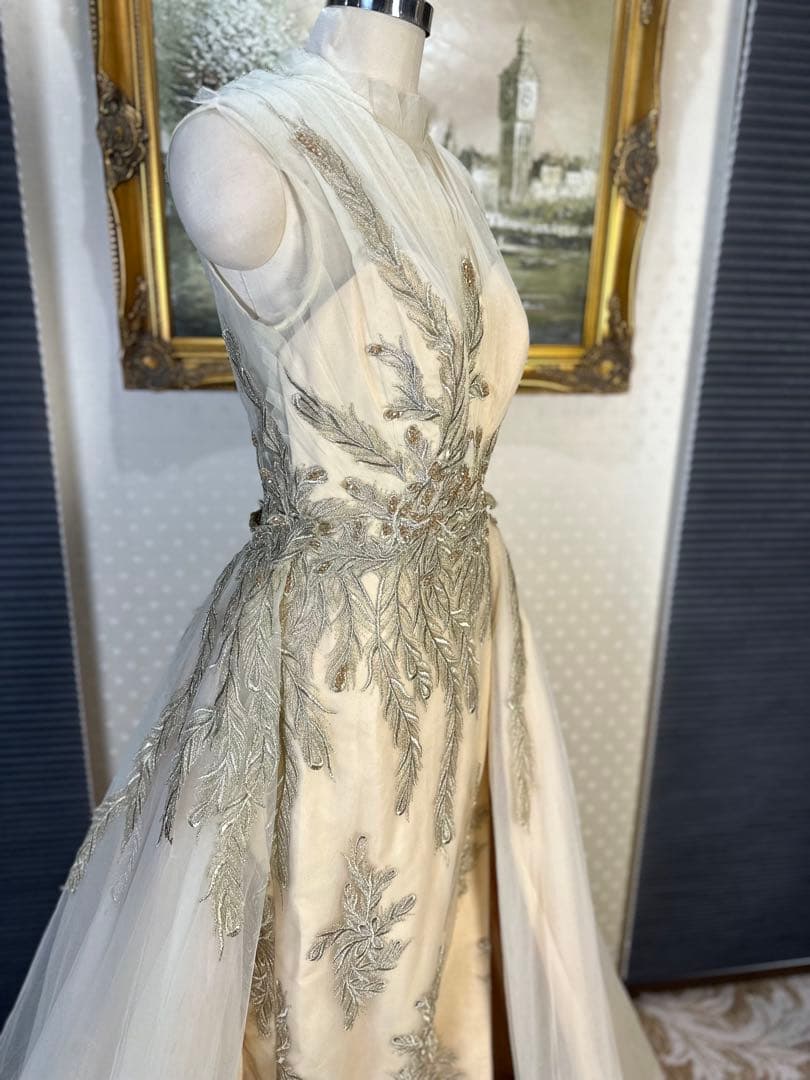 JOVANI☆アイボリー刺繍パーティードレス