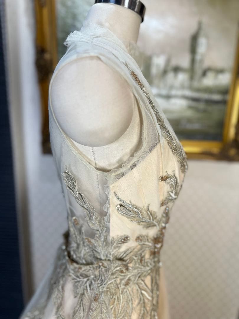 JOVANI☆アイボリー刺繍パーティードレス