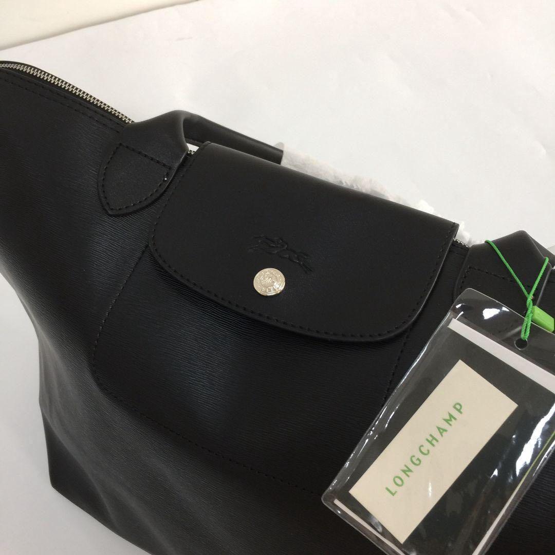 人気 LONGCHAMPロンシャンル プリアージュシティCity 肩掛け L黒
