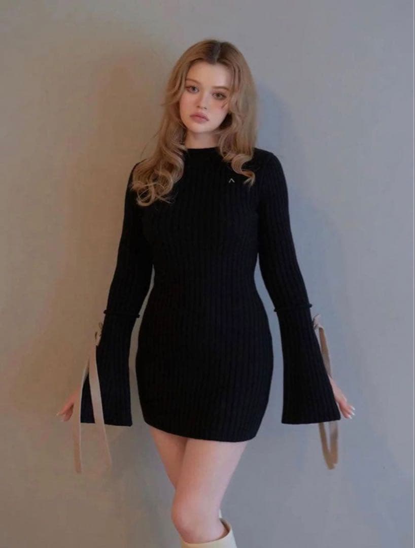 ワンピース ANDMARY Nora ribbon mini dress black