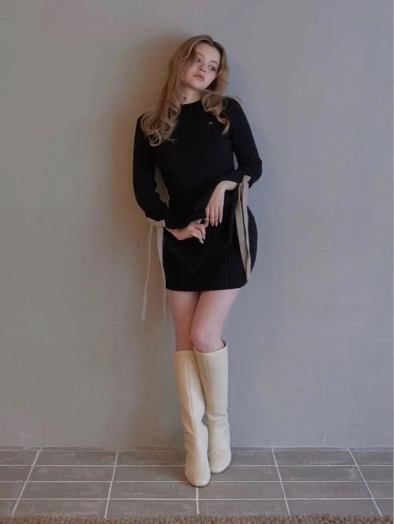 ワンピース ANDMARY Nora ribbon mini dress black