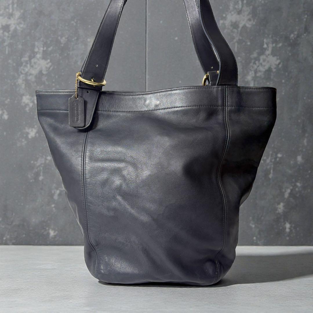 オールドコーチ　ネイビー　トートバッグ　大容量　vintage coach.