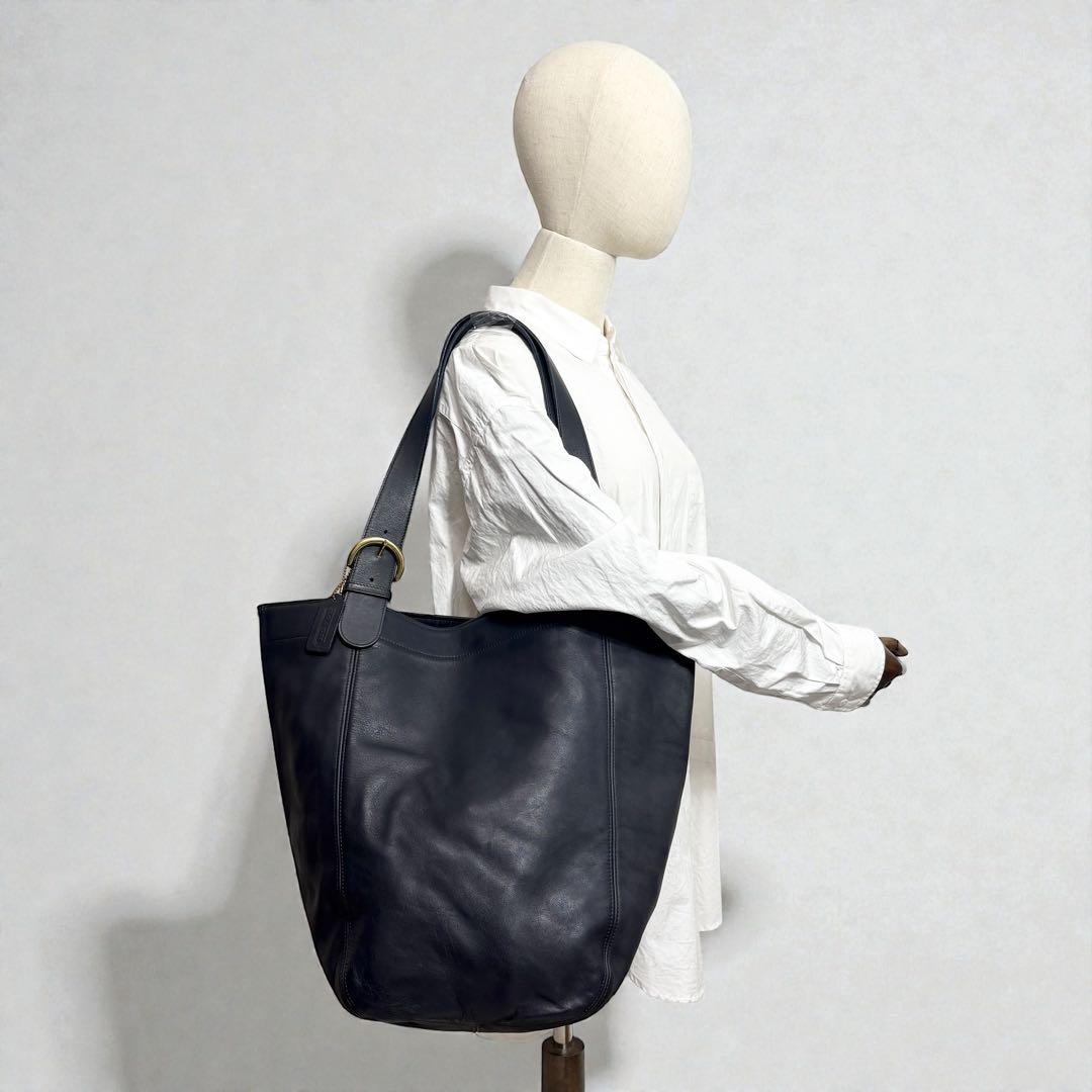 オールドコーチ　ネイビー　トートバッグ　大容量　vintage coach.