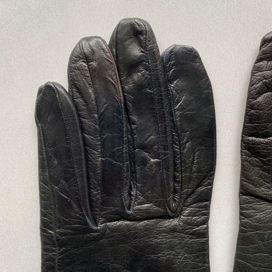 美品　イタリア製　シャネル　レザーグローブ　ブラック　黒革手袋　サイズ6ハーフ
