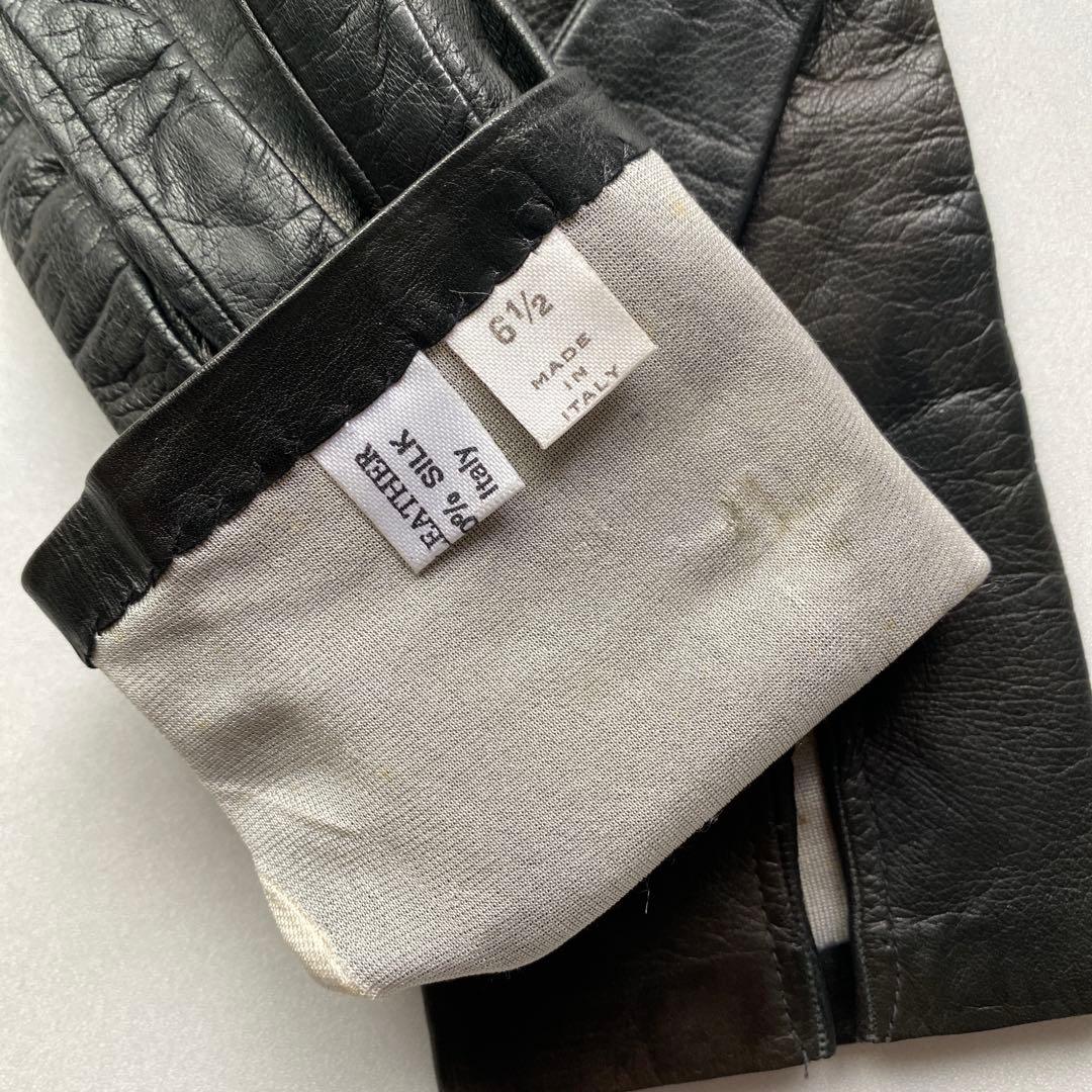 美品　イタリア製　シャネル　レザーグローブ　ブラック　黒革手袋　サイズ6ハーフ