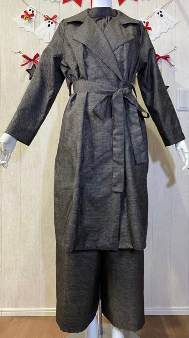 着物リメイク　100亀甲大島からチェスターコートの3点セット