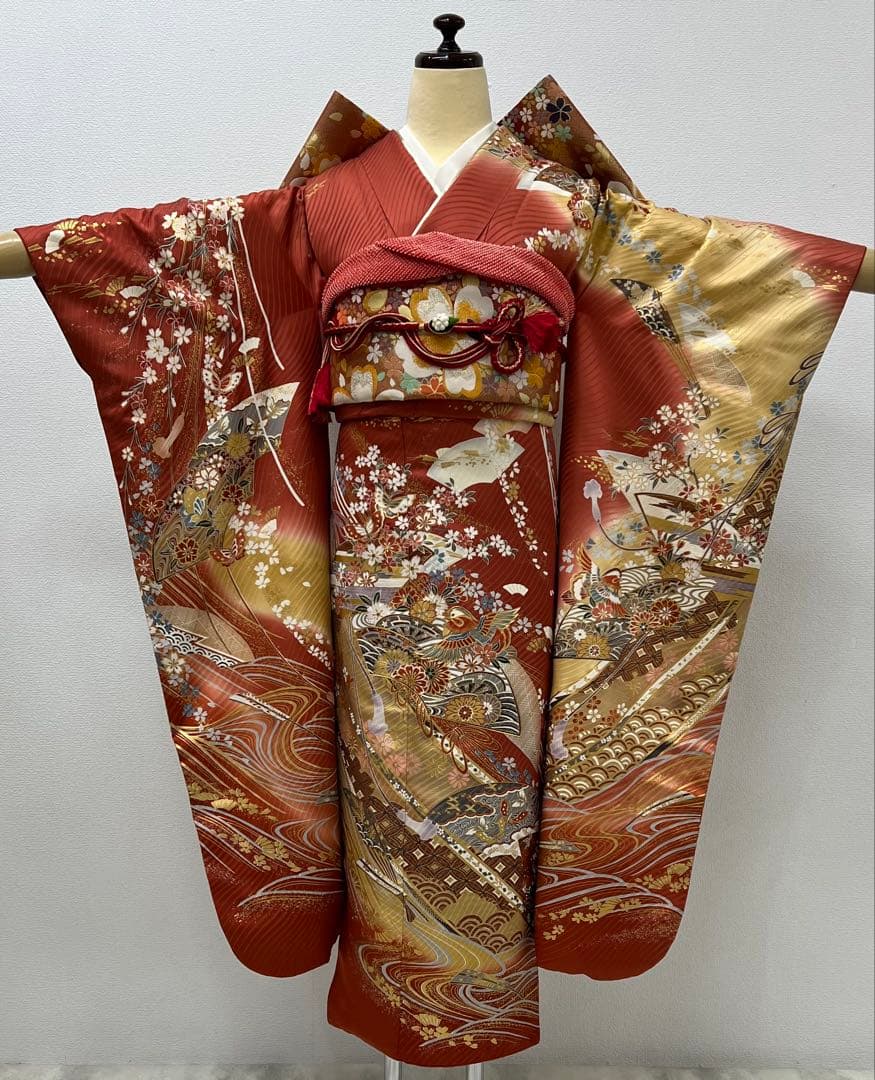 振り袖　フルセット　別誂長襦袢　成人式　金彩加工　刺繍入り　結婚式　737