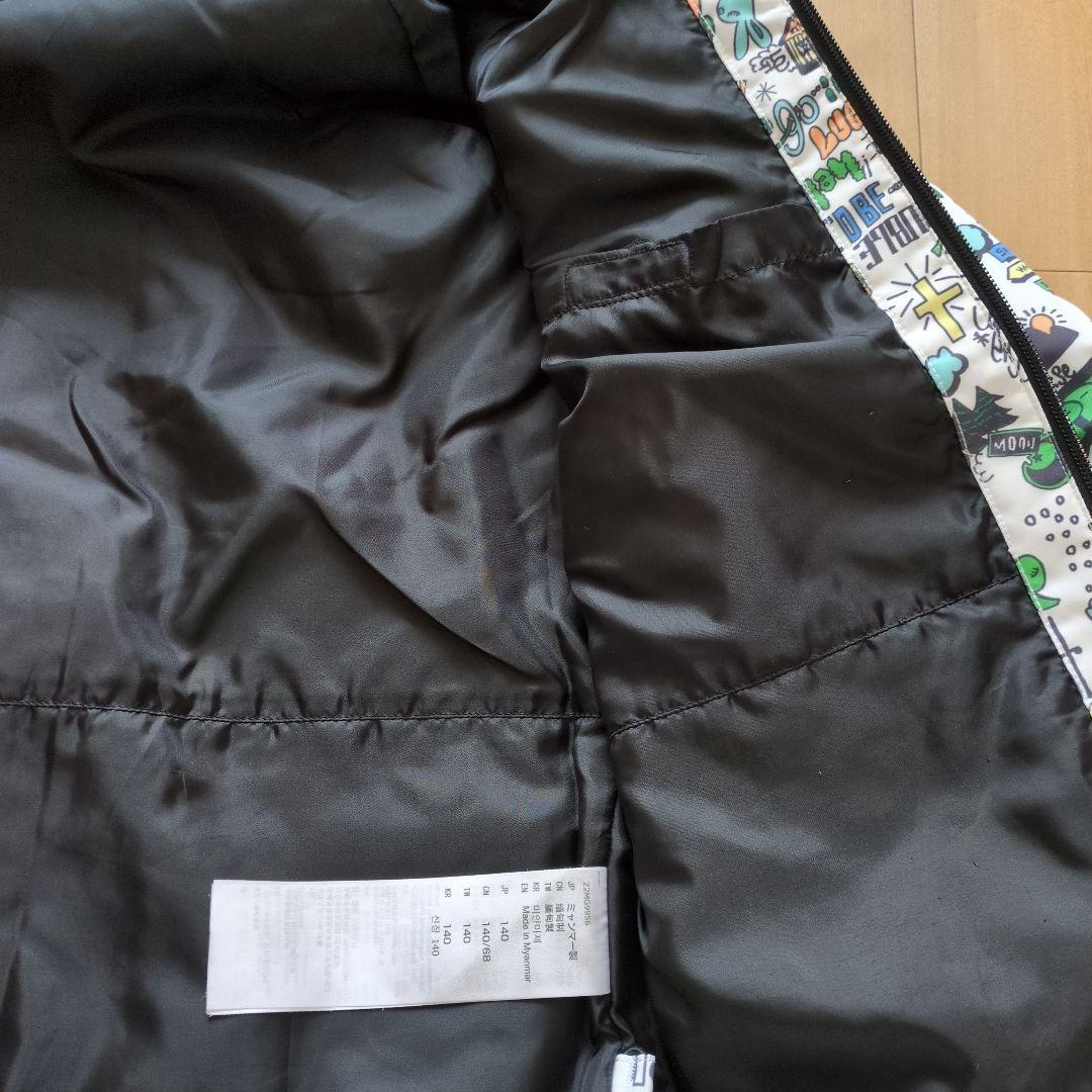 【美品】ミズノ　キッズスキーウェア　　スノーウェア　男女兼用140cm　白派手柄