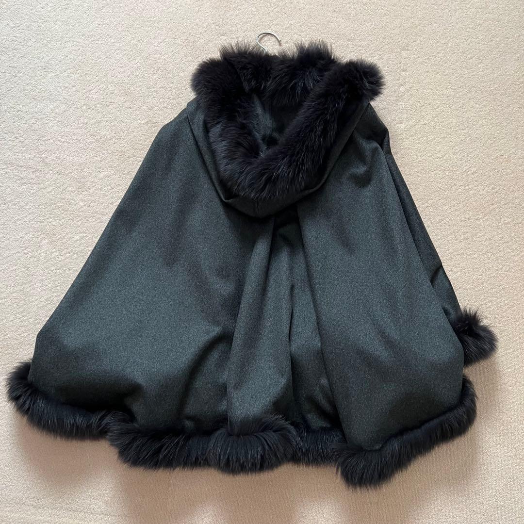 新品未使用イタリア製カシミヤ ケープ コート　ポンチョ サガファー ￼フォックス