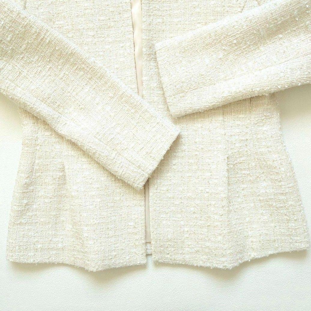 【美品】Demi-Luxe BEAMS　ツイードペプラムジャケット　オフホワイト