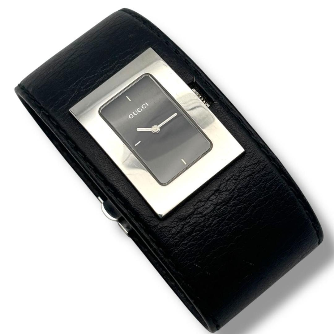 稼働品 グッチ 7800L 腕時計 レディース レザー 黒文字盤 5536