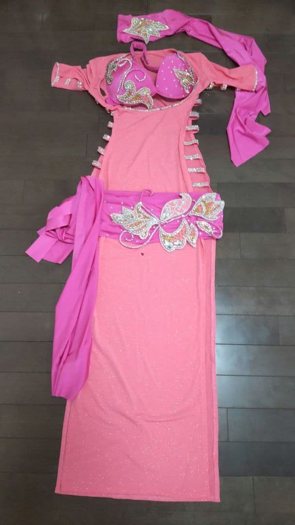 ベリーダンス 衣装セット 色:ピンク