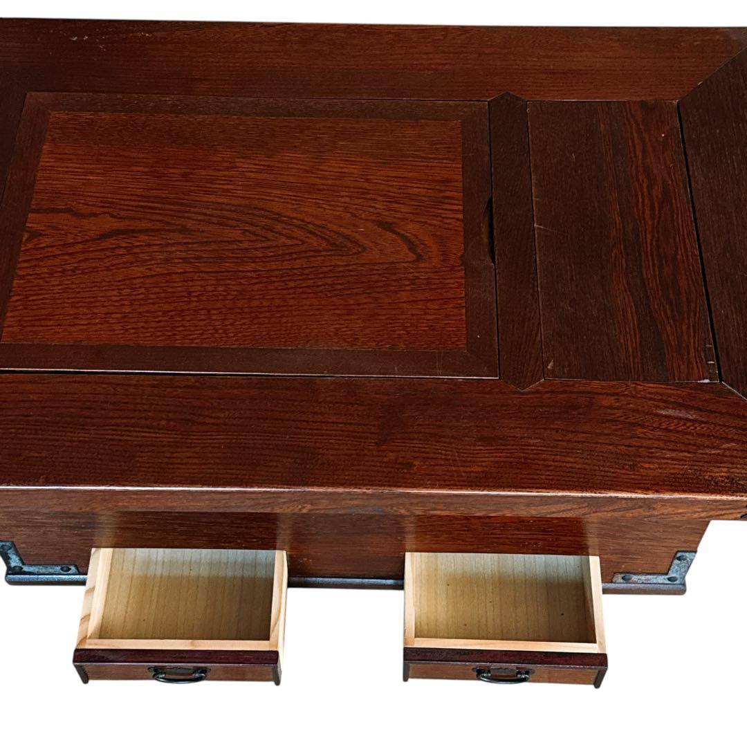 ロダン　中古　国産民芸家具　四隅の金具　火鉢囲炉裏、関西火鉢、木製