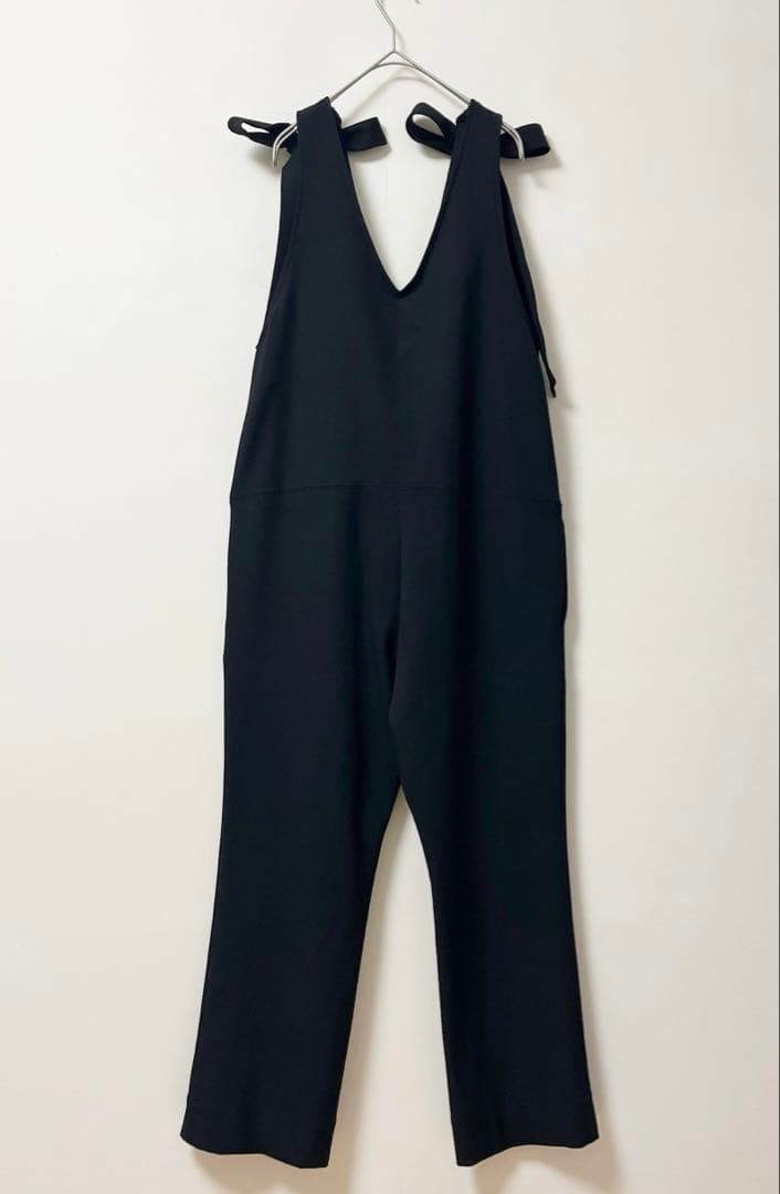 yori　サロペット　レディース　36　リボン　オールインワン　黒　裏起毛