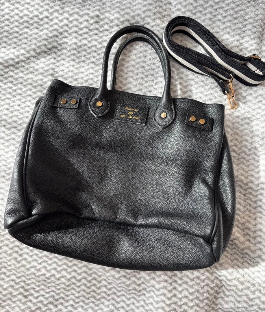 pual be cin レザー ブラック トートバッグ ショルダー付き