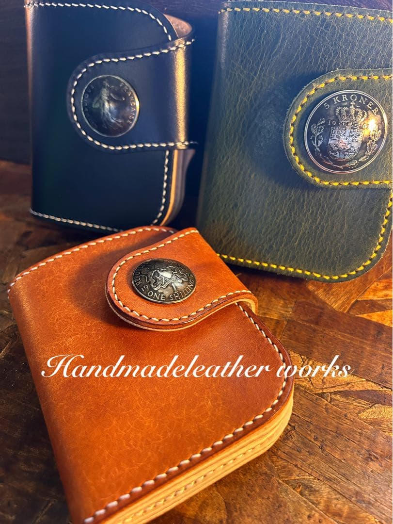 新品アウトレット　総手縫い　バッカスレザーウォレット 専用箱付　コンチョ選択可能