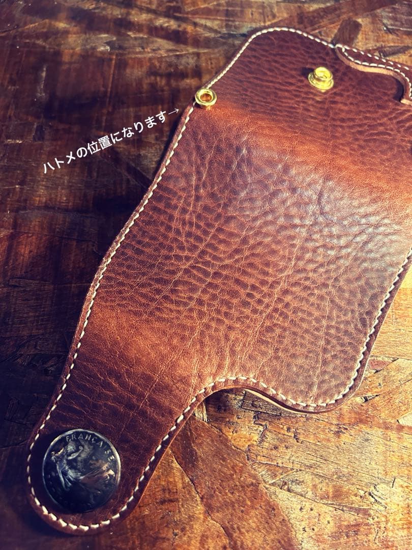 新品アウトレット　総手縫い　バッカスレザーウォレット 専用箱付　コンチョ選択可能