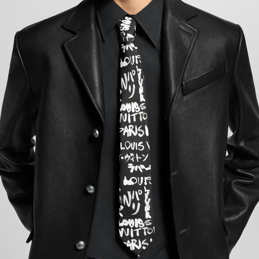 新品　未使用　ルイヴィトン　ネクタイ　NIGOコラボファレル　ブラック　ロゴ