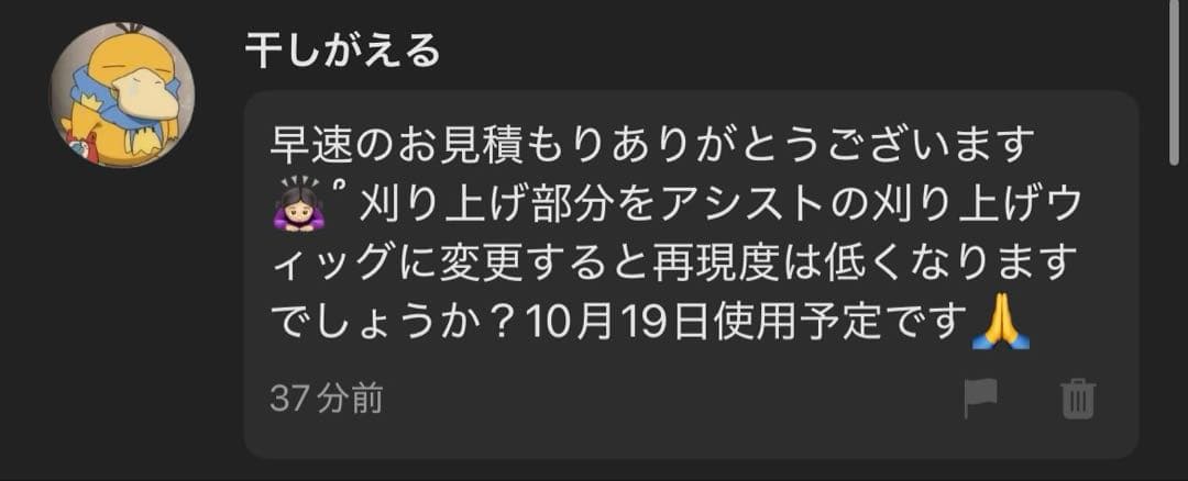 【干しがえる様】ウィッグオーダーページ
