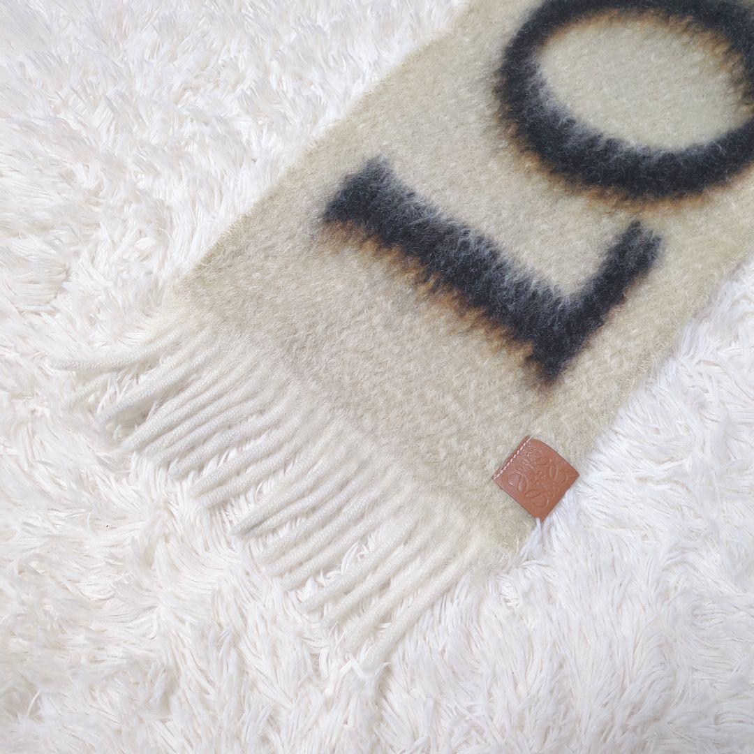 【美品・入手困難】ロエベ☆マフラー アナグラム ウール モヘヤ混 フリンジ