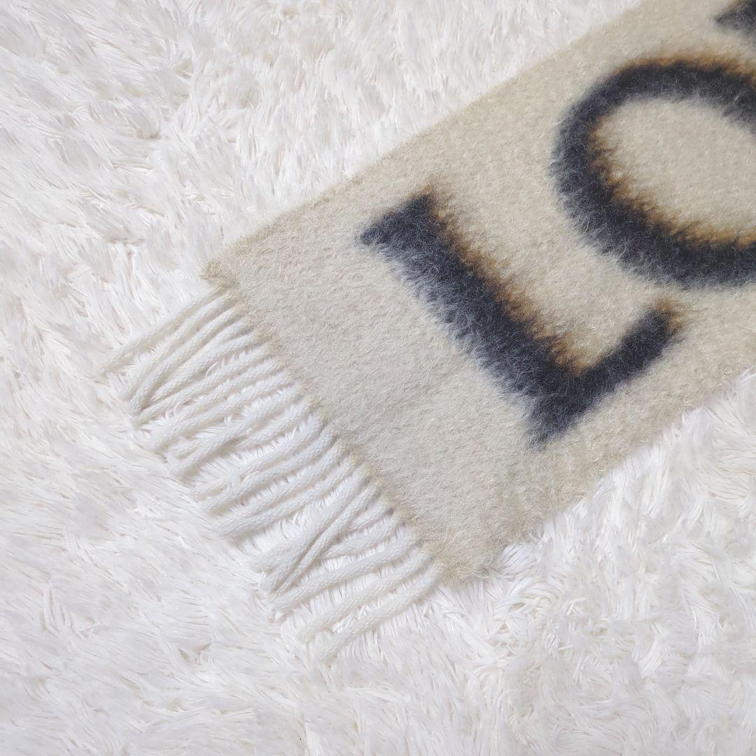 【美品・入手困難】ロエベ☆マフラー アナグラム ウール モヘヤ混 フリンジ