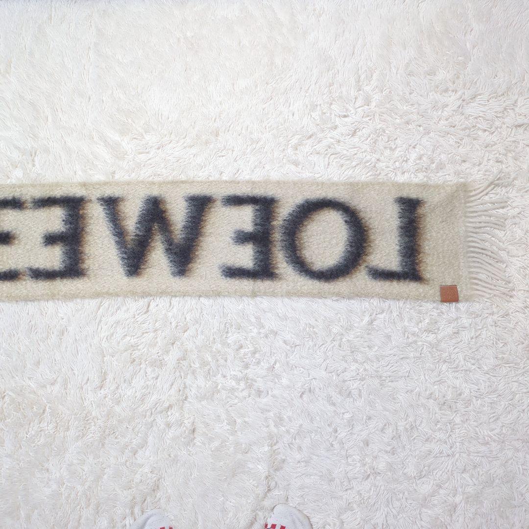 【美品・入手困難】ロエベ☆マフラー アナグラム ウール モヘヤ混 フリンジ