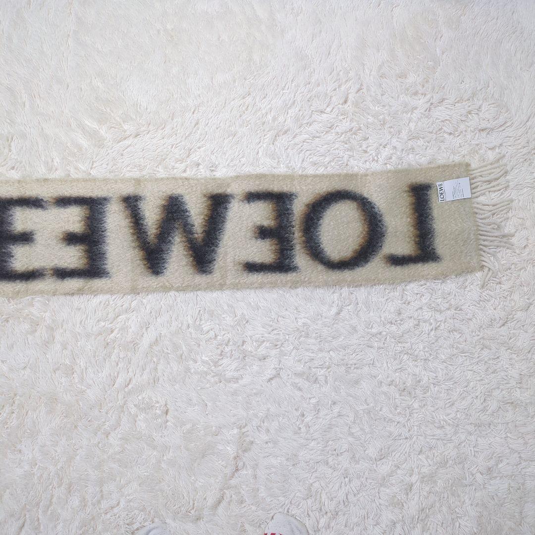 【美品・入手困難】ロエベ☆マフラー アナグラム ウール モヘヤ混 フリンジ