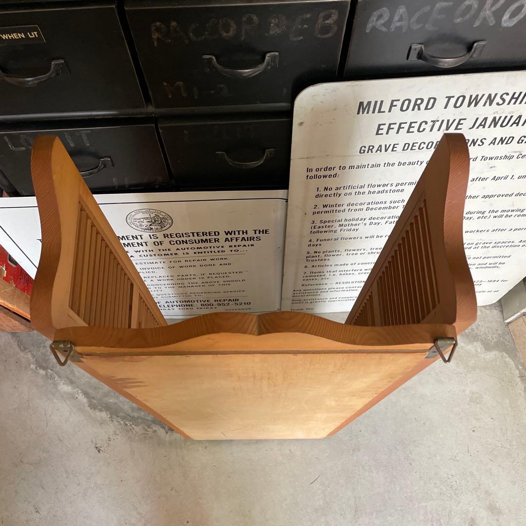 ヴィンテージ ウッドドア ミラー 両開き扉式 壁掛け 鏡 姿見 蚤の市 ルーバー