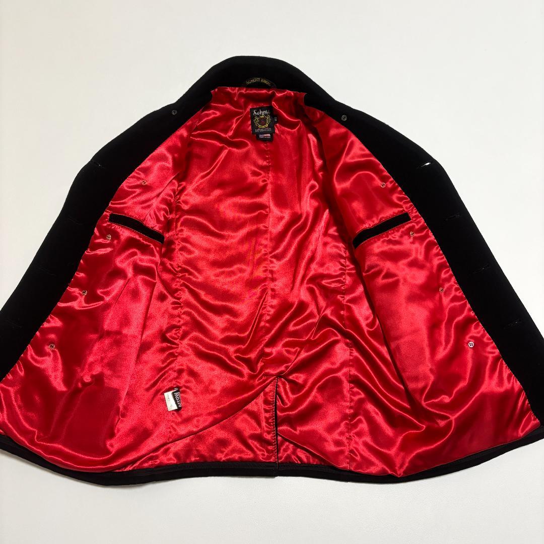 希少 Schott ピーコート USA製 レザーパイピング 40 L 黒 赤