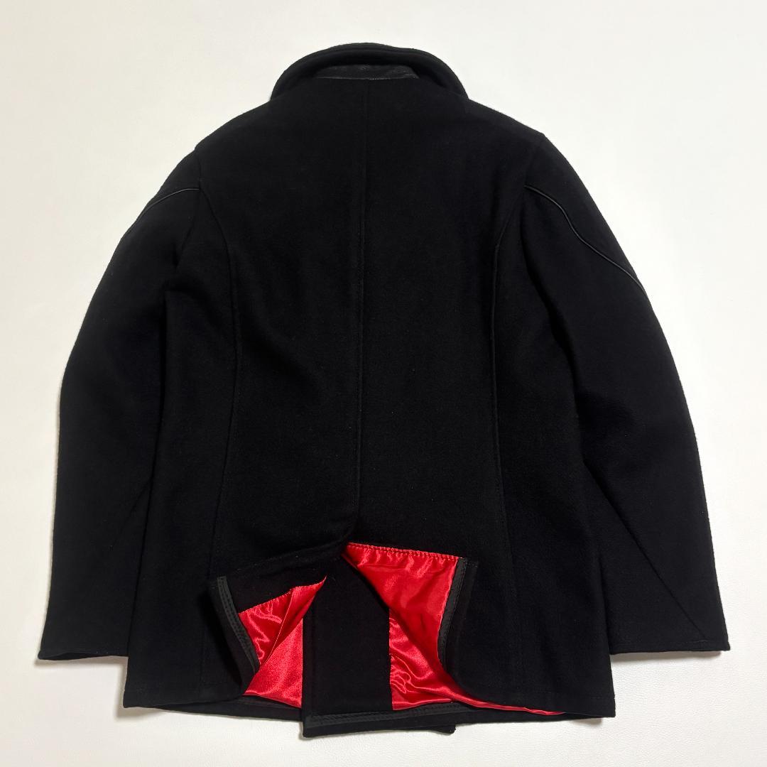 希少 Schott ピーコート USA製 レザーパイピング 40 L 黒 赤