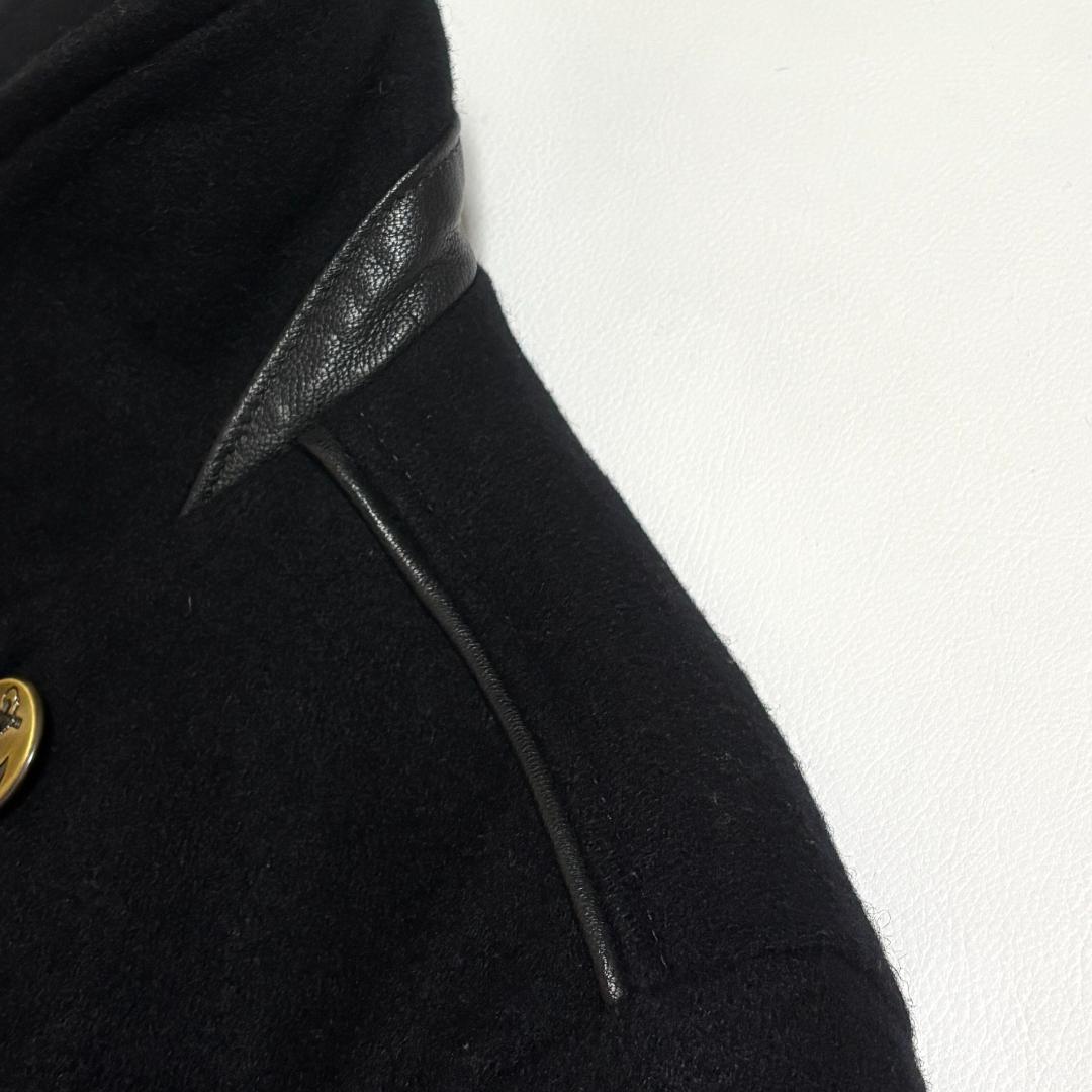 希少 Schott ピーコート USA製 レザーパイピング 40 L 黒 赤