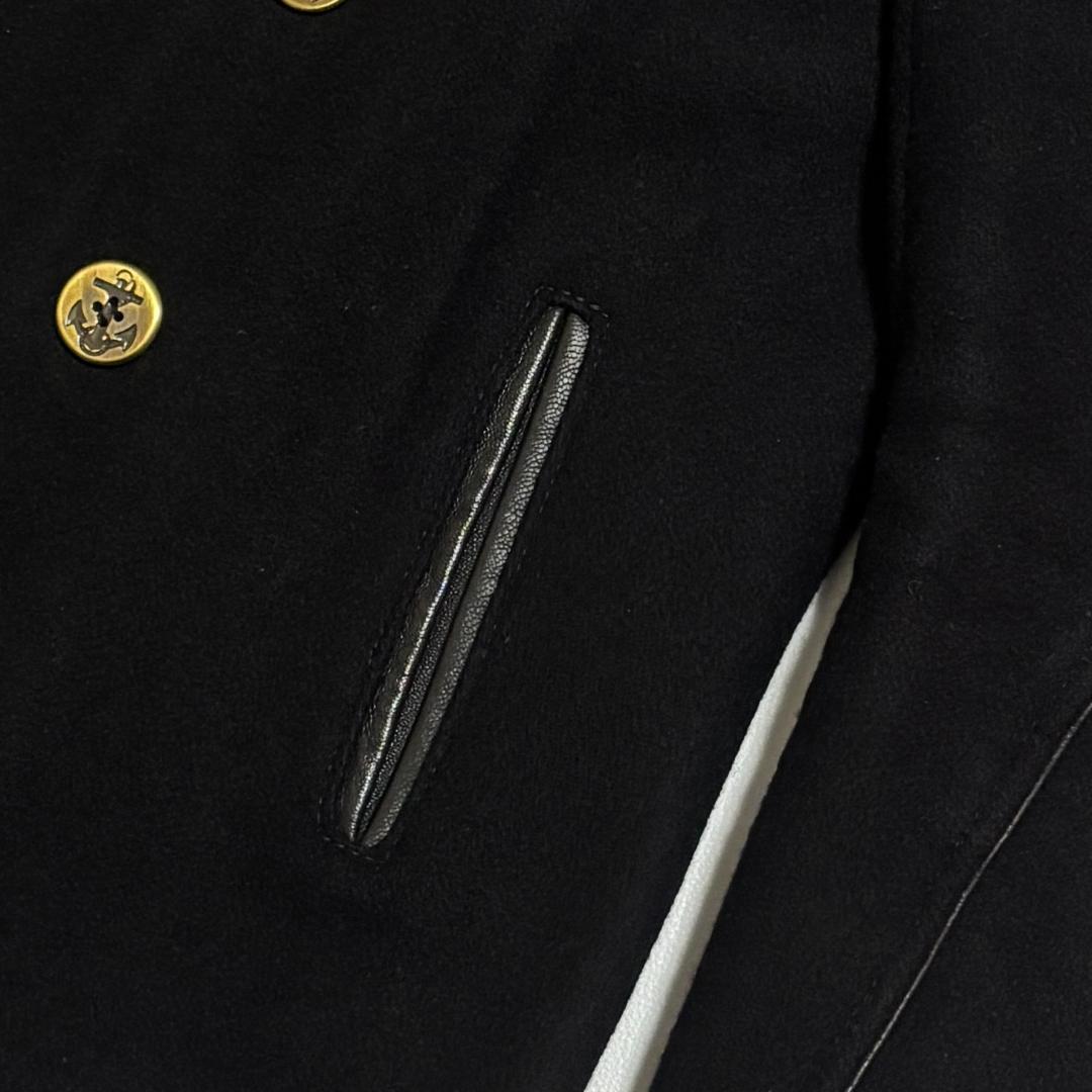 希少 Schott ピーコート USA製 レザーパイピング 40 L 黒 赤