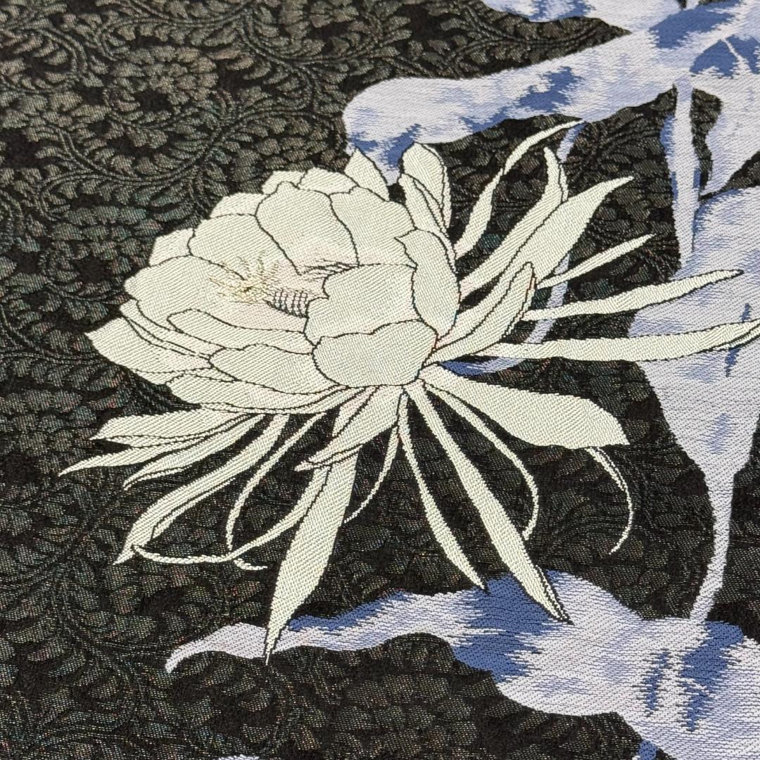 訳あり　名古屋帯　西陣織　千地泰弘　月下美人　お仕立て込み