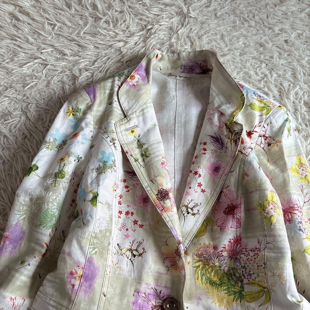 ジェニーギャルソン イタリア製生地 ボタニカルフラワー ジャケット 42 大きい