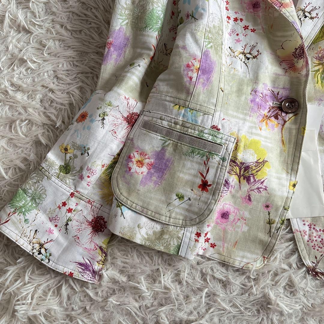 ジェニーギャルソン イタリア製生地 ボタニカルフラワー ジャケット 42 大きい