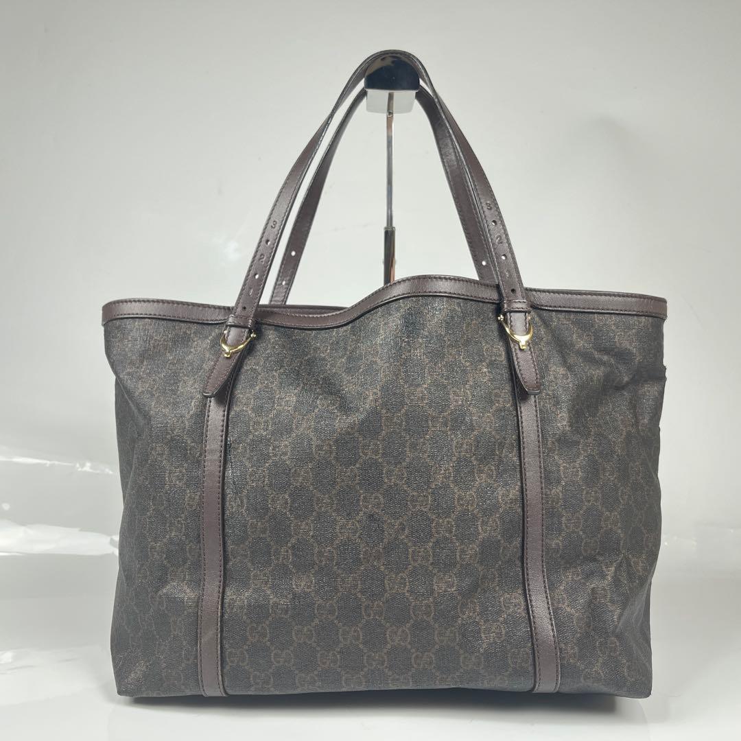 【極美品】GUCCI グッチ GGスプリーム GGプラス トートバッグ ブラウン