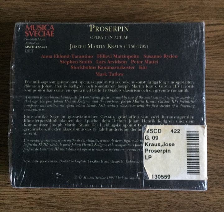 クラウス：オペラ「プロセルピン」（２枚組）