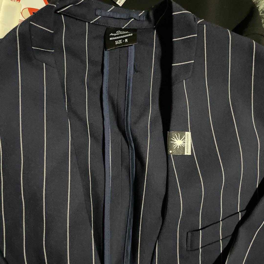 GU×MIHARAYASUHIRO ストライプノーカラージャケットセットアップ