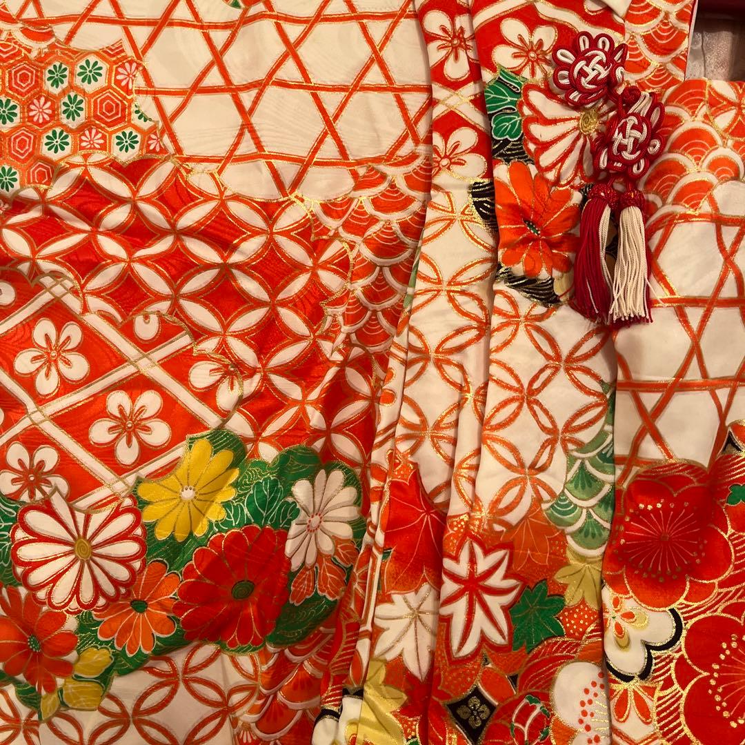 七五三 3歳 女の子 被布コートセット レトロモダン 赤系 花柄 フルセット