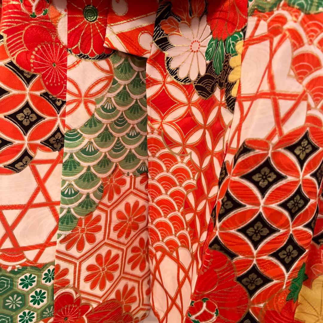 七五三 3歳 女の子 被布コートセット レトロモダン 赤系 花柄 フルセット