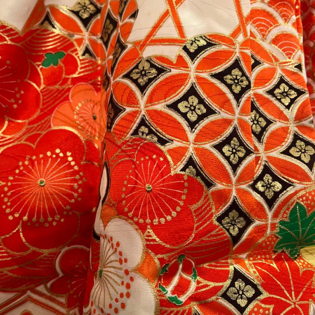 七五三 3歳 女の子 被布コートセット レトロモダン 赤系 花柄 フルセット