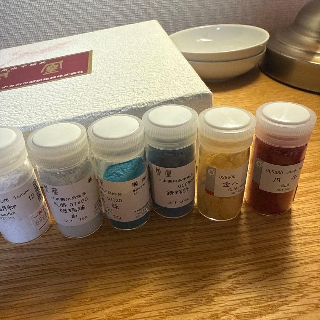 まとめ売り　ナカガワ胡粉　日本画用水干絵具セット 23色＋18色　乳鉢　乳棒　皿