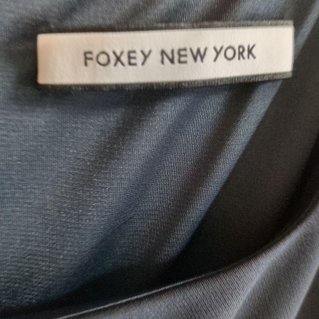 フォクシー FOXEY 黒 リボン付きドレープワンピース タグ付き