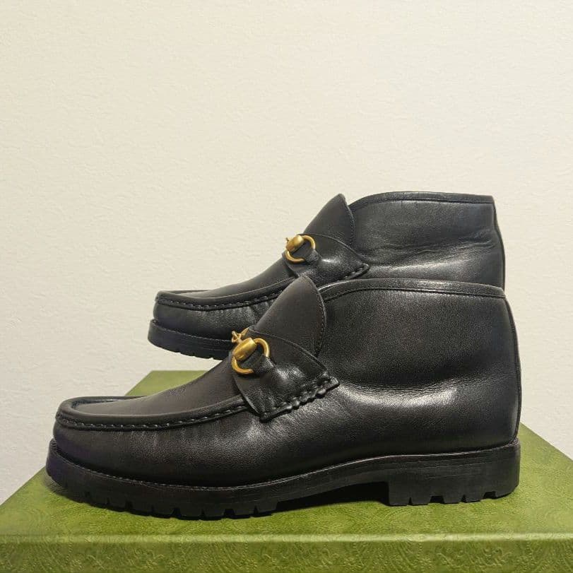 美品　GUCCI　ホースビットローファー　アンクルブーツ　ヴィンテージ　黒　39