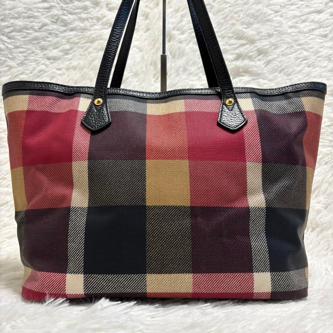 極美品★ブルーレーベルクレストブリッジ　トートバッグ　チェック　A4 赤　PVC